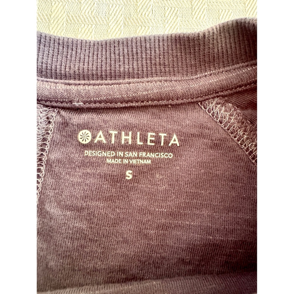 Athleta Dip Dye Sweatshirt Purple Grey Ombre Raglan Pullover Small RN 54023 - Picture 2 of 13